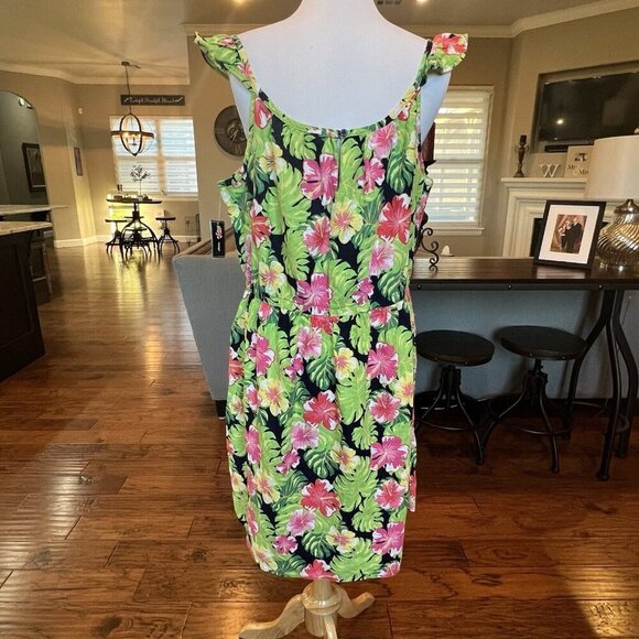 NWT $75 Gymboree Tropical Flutter Linen Dress Adult Women's XXL Aloha Tidal - Picture 7 of 16